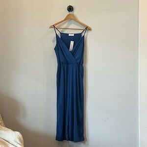 Gilli Blue Sleeveless Wrap-Front Jumpsuit